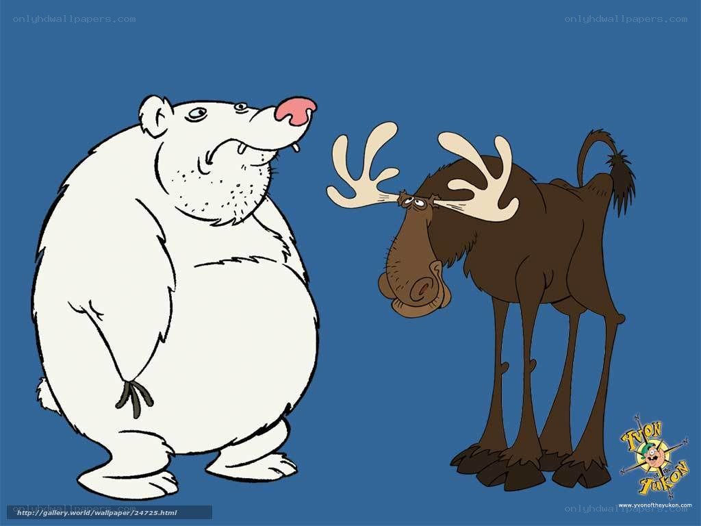Polar bear and moose cartoon