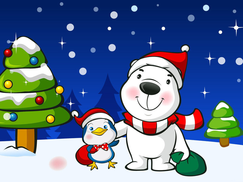 Polar Bear and Penguin — Blue
