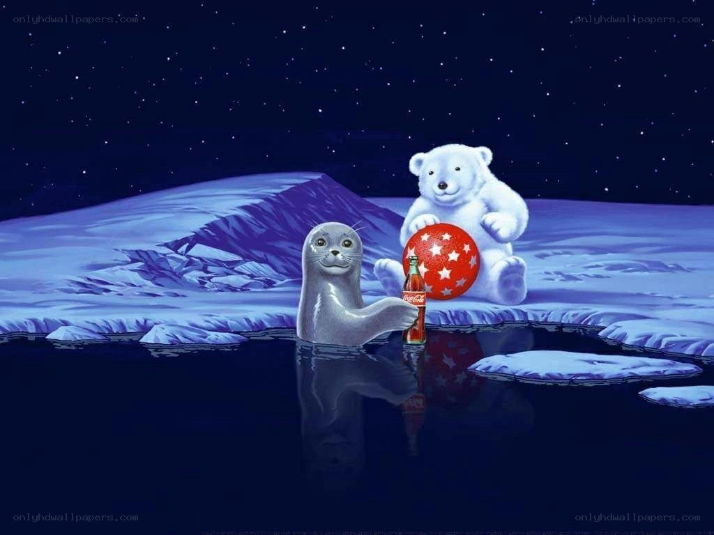 Polar bear and seal with Coca-Cola