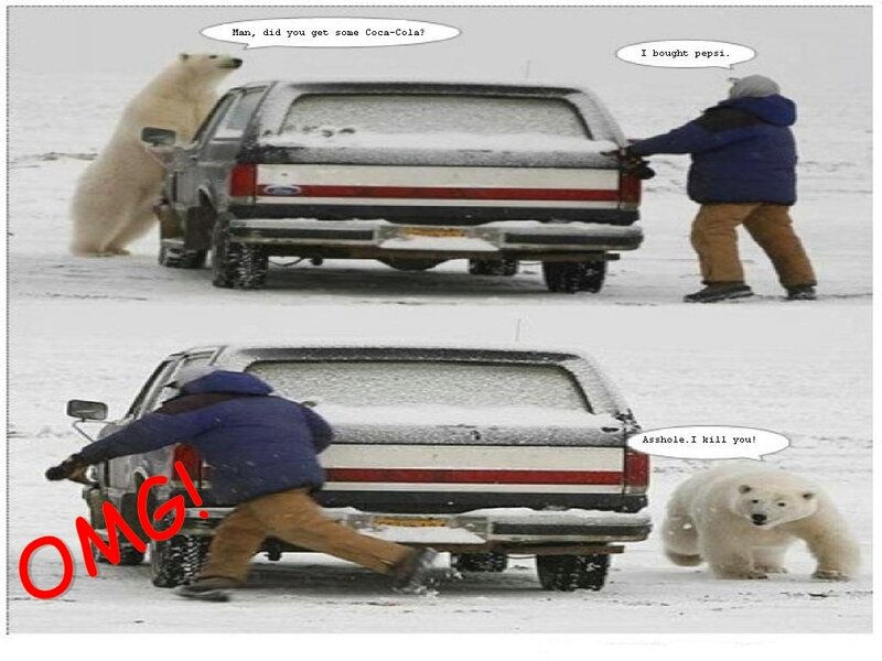 Polar bear and truck prank
