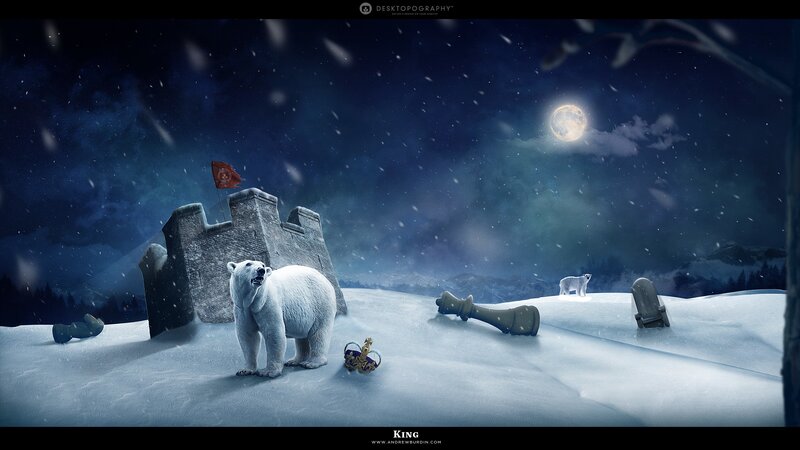 Polar bear chess scene