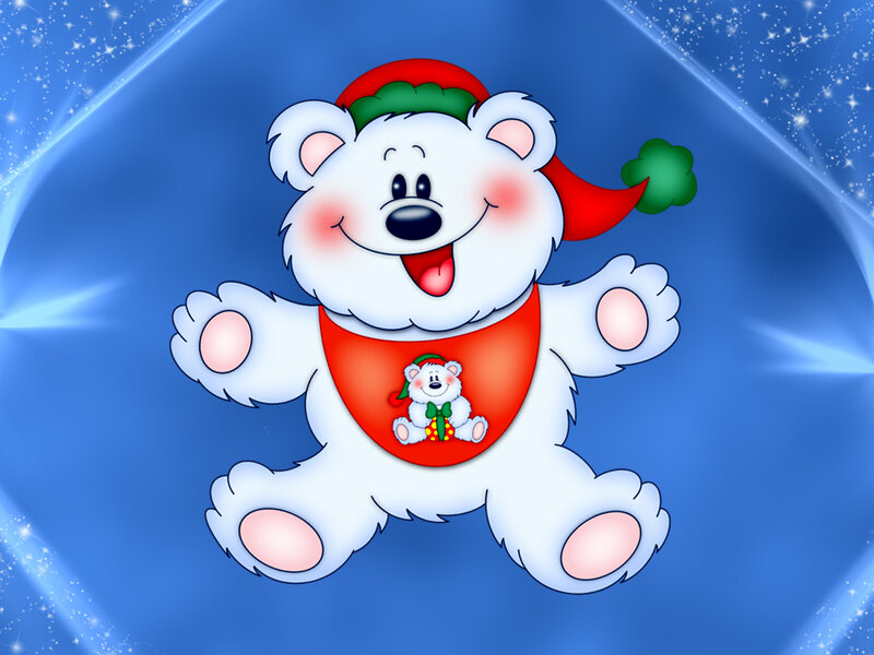 Polar Bear Cub — Blue, Festive, Winter