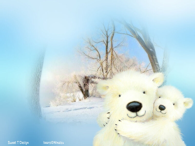 Polar Bear Cub Hugging
