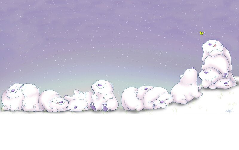 Polar Bear Cubs — Purple