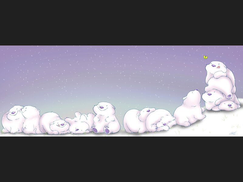 Polar Bear Cubs — White, Serene, Night