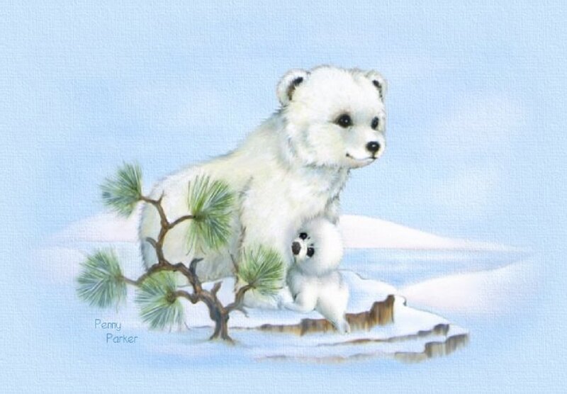 Polar Bear Cubs — White, Serene