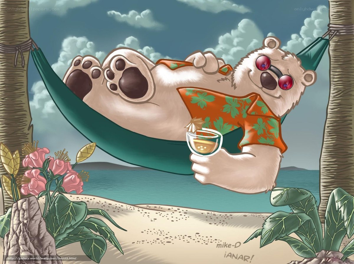 polar bear in hammock