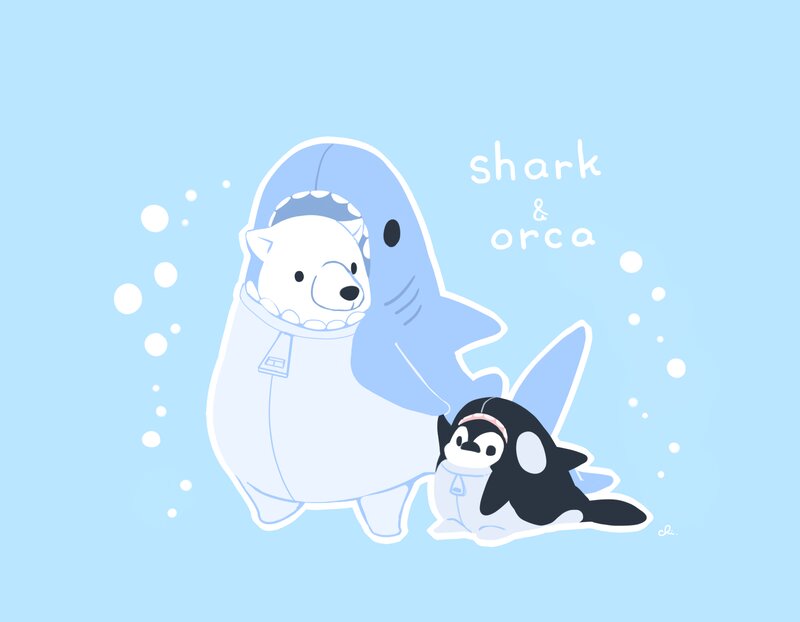 Polar Bear in Shark Costume