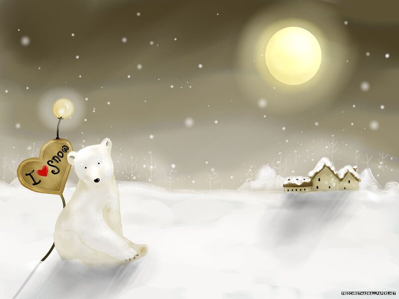 Polar Bear in Snow — White, Serene, Night