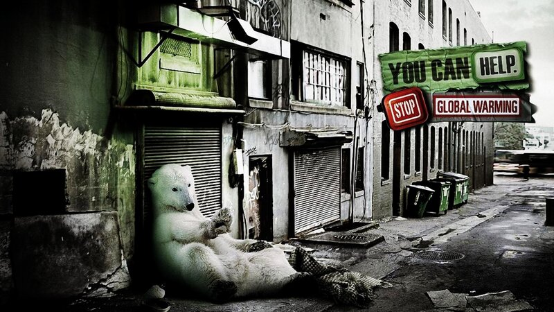 Polar bear in urban alley