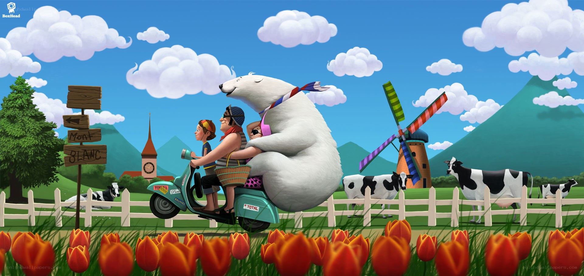 Polar bear on a scooter