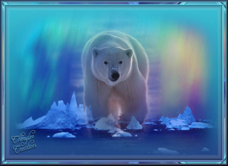 Polar Bear on Ice — Blue, Dramatic, Night, Digital Art