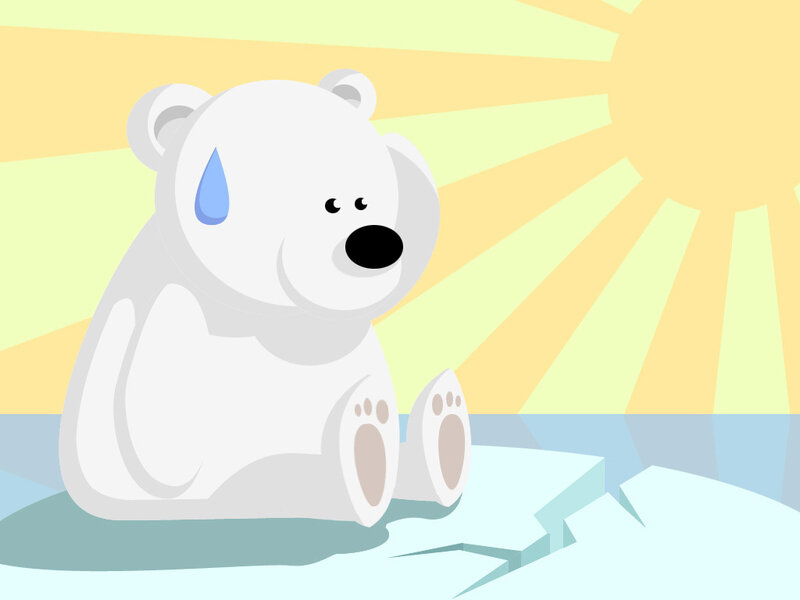 Polar Bear on Ice — White, Hot