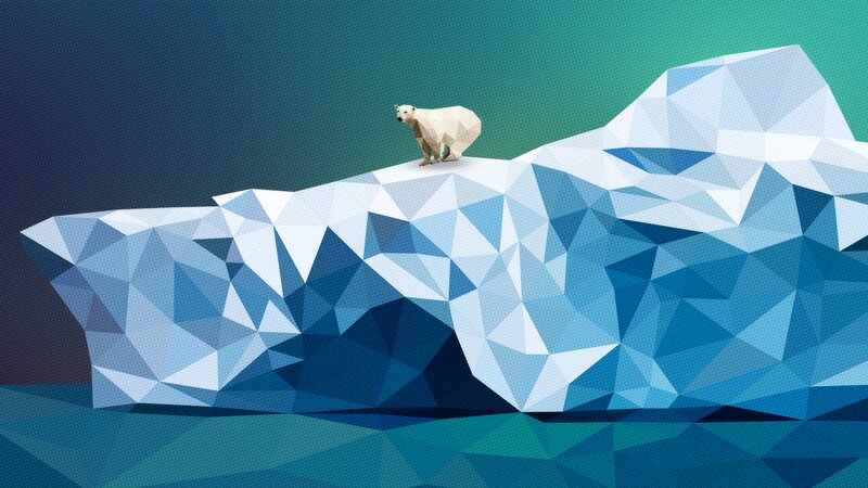 Polar Bear on Iceberg — Blue
