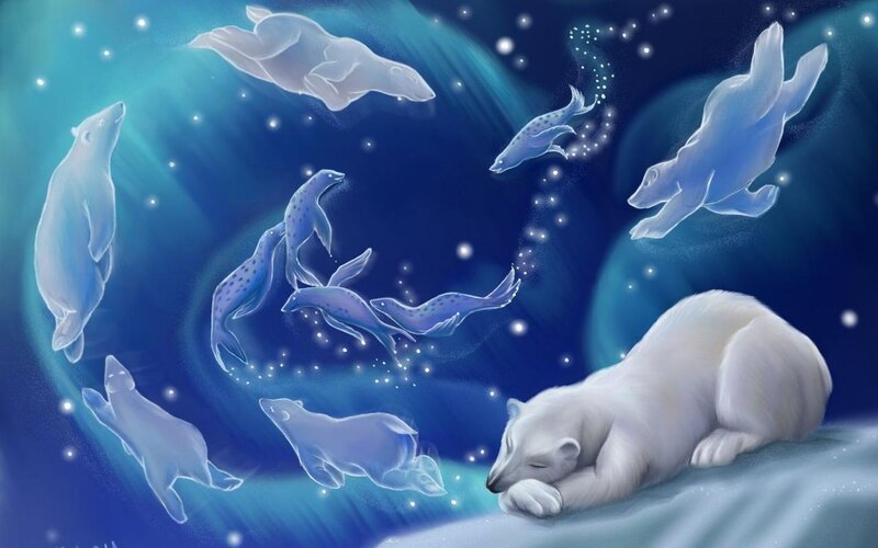 Polar Bear Sleeping — Blue