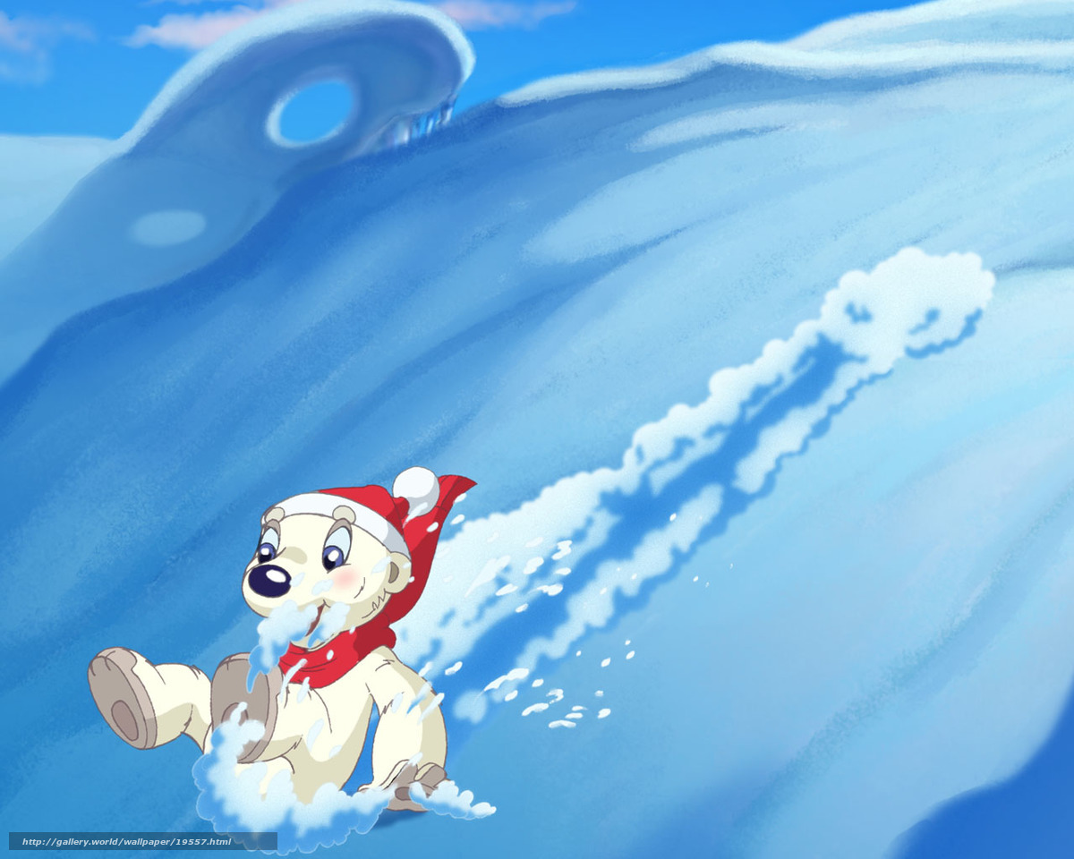 polar bear sliding on ice