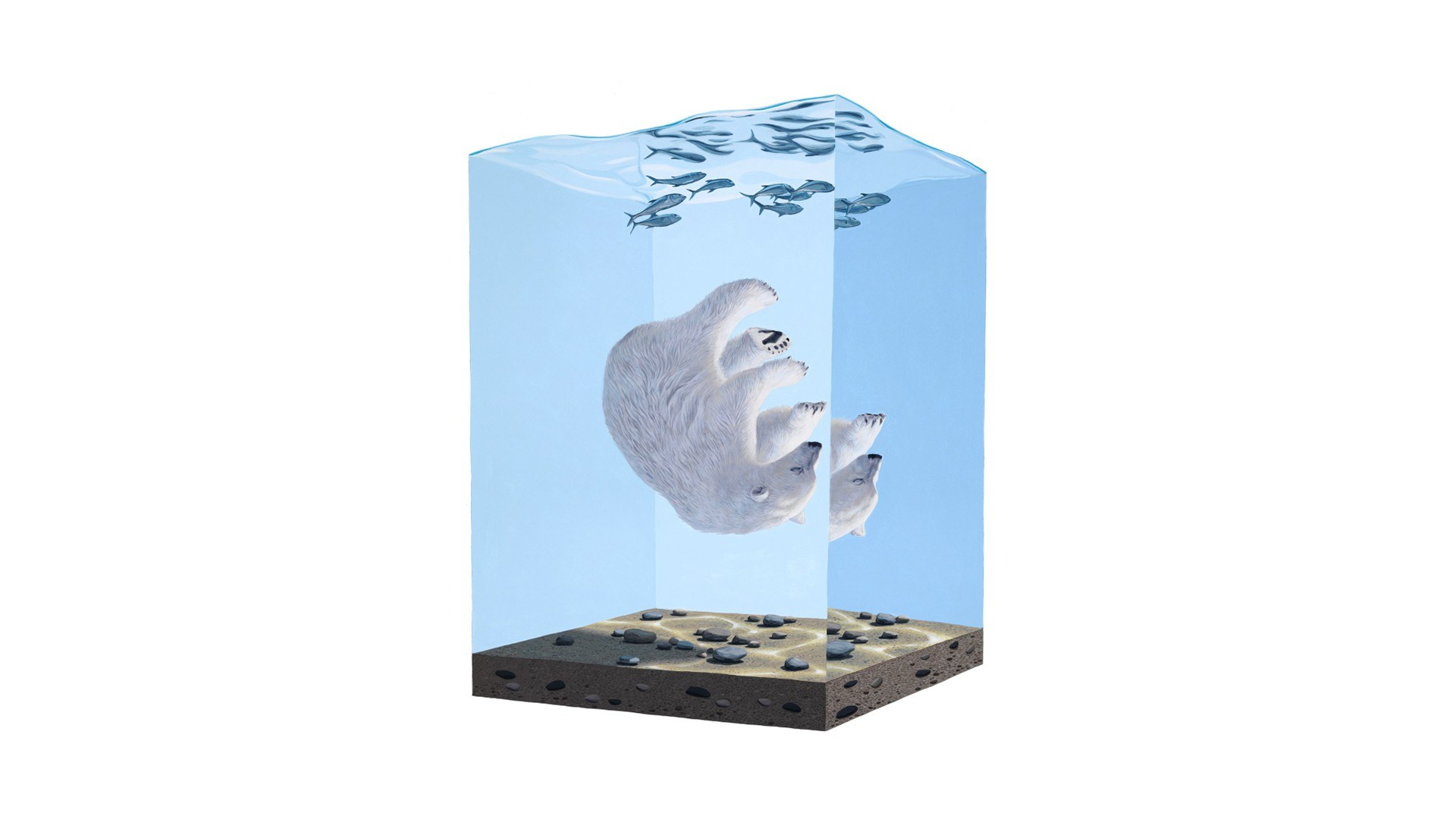 polar bear underwater scene