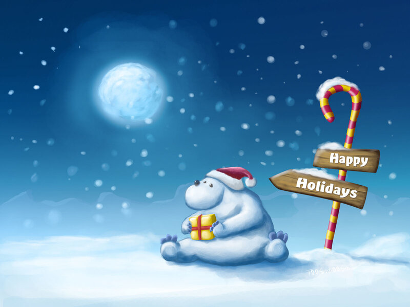 Polar bear with gift