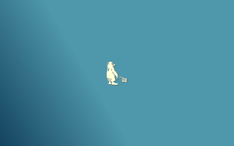 Polar Bear with Gift — Blue, Calm
