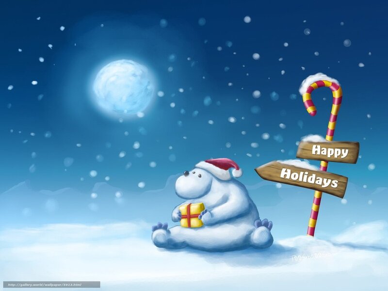 Polar bear with gift