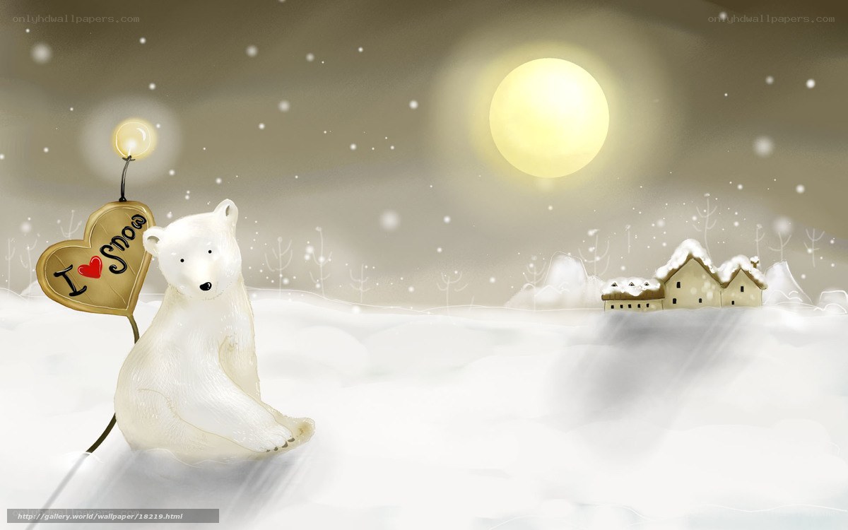 Polar bear with snow sign