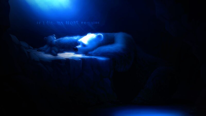 Polar Bear with Teddy Bear — Blue