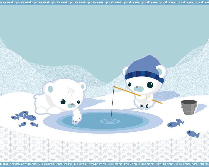 Polar bears fishing