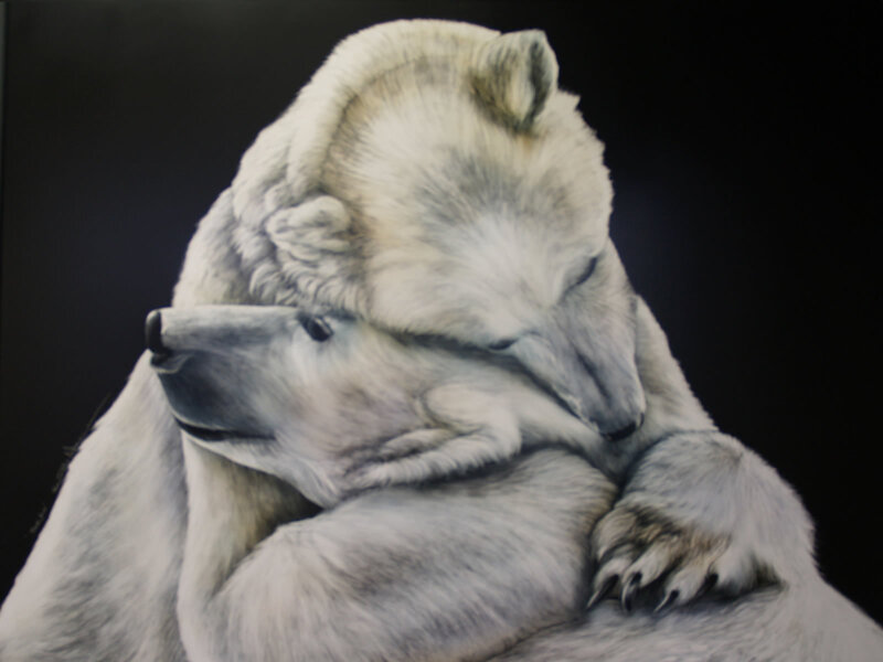 Polar Bears Hugging — White, Serene