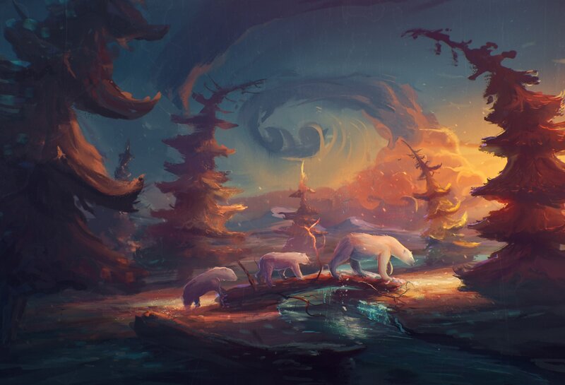 Polar Bears in Forest