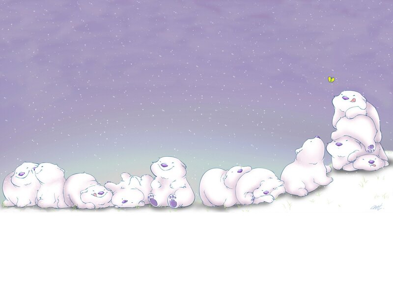 Polar bears in snow