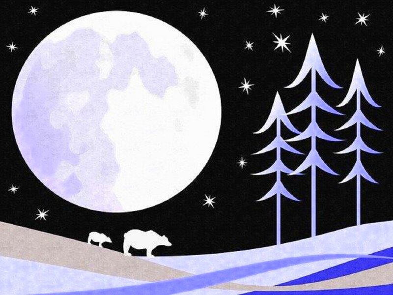 Polar Bears in Snow — Black