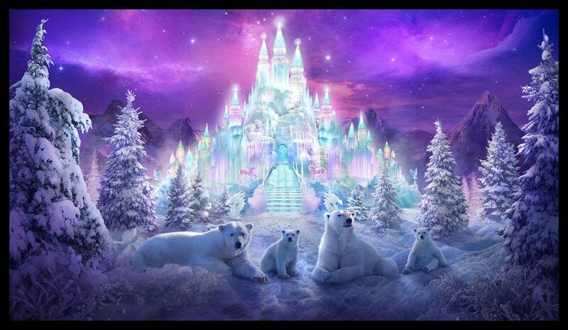 Polar Bears in Snow — Purple, Magical, Night
