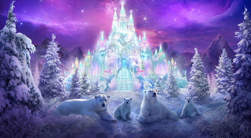 Polar Bears in Snow — Purple, Magical