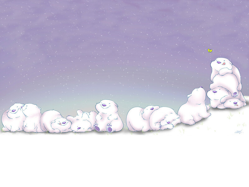 Polar bears in snow
