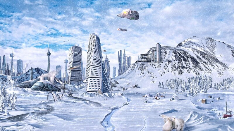 Polar Bears in Snow — White, Cold, Winter, Digital Art
