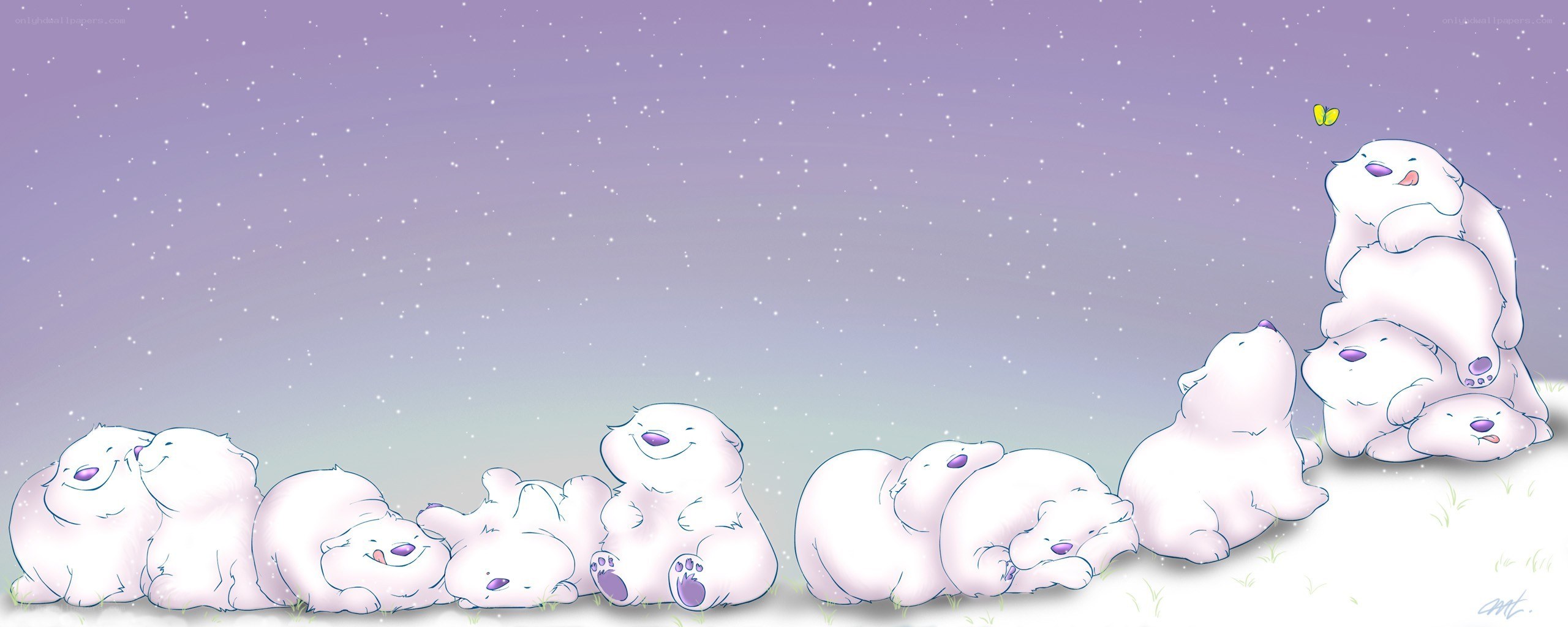 Polar bears in the snow