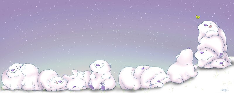 Polar bears in the snow