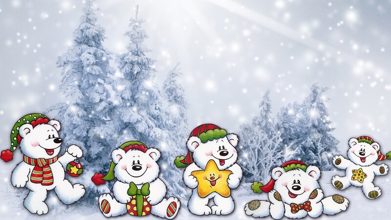 Polar Bears in Winter — White