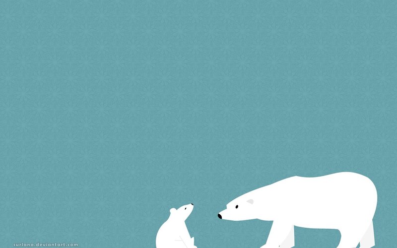 Polar bears on blue background