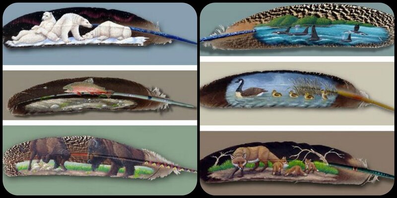Polar Bears on Feather — Brown