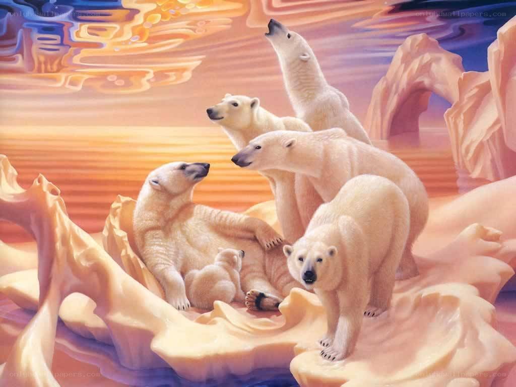 Polar bears on ice