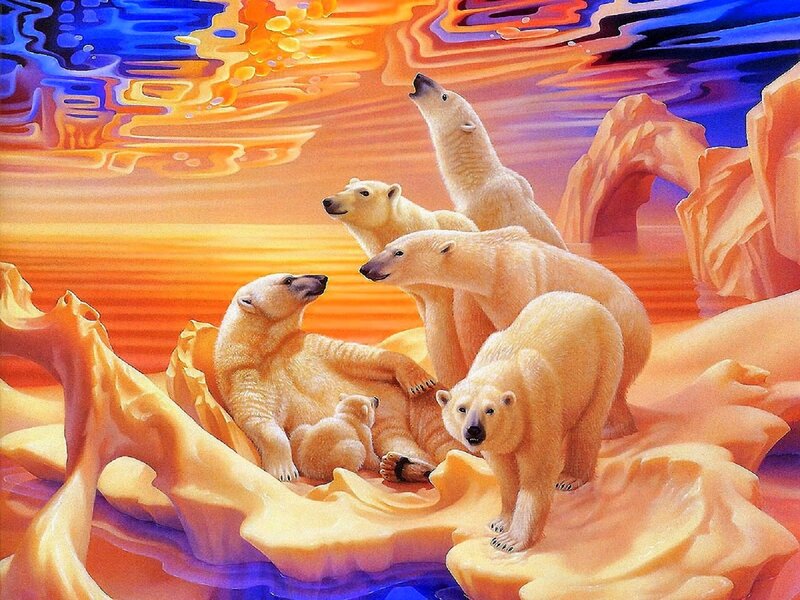 Polar Bears on Ice — Orange