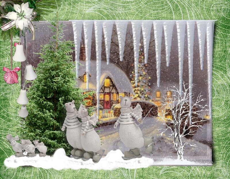 Polar Bears on Ice — White, Festive