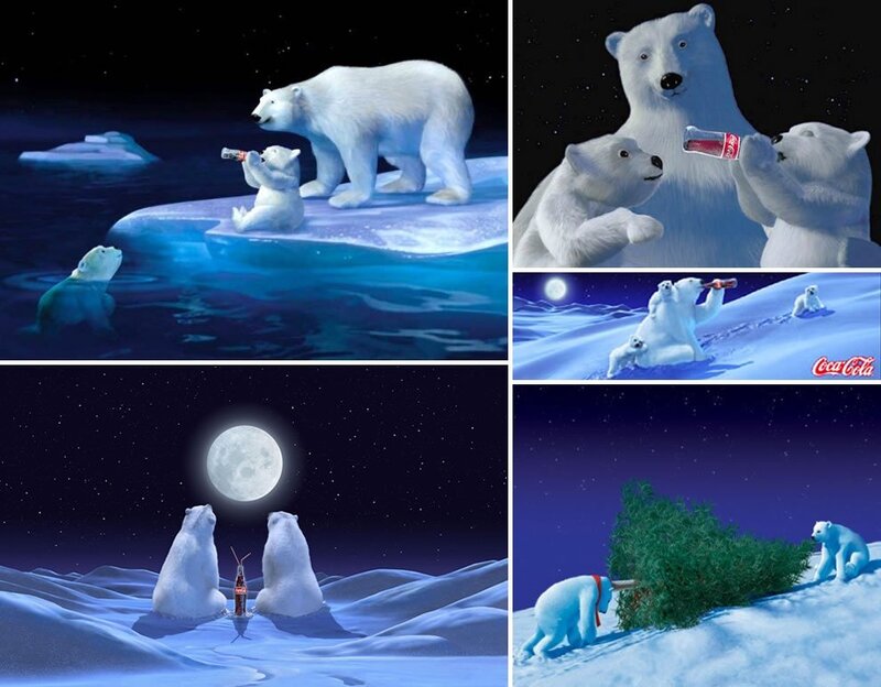 Polar Bears on Ice — White, Serene, Night