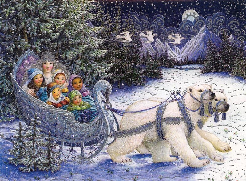 Polar Bears Pulling Sleigh