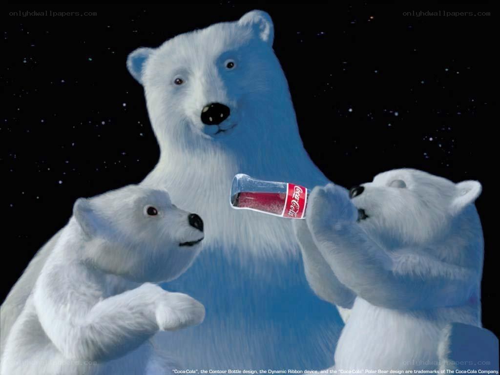Polar bears with Coca-Cola bottle