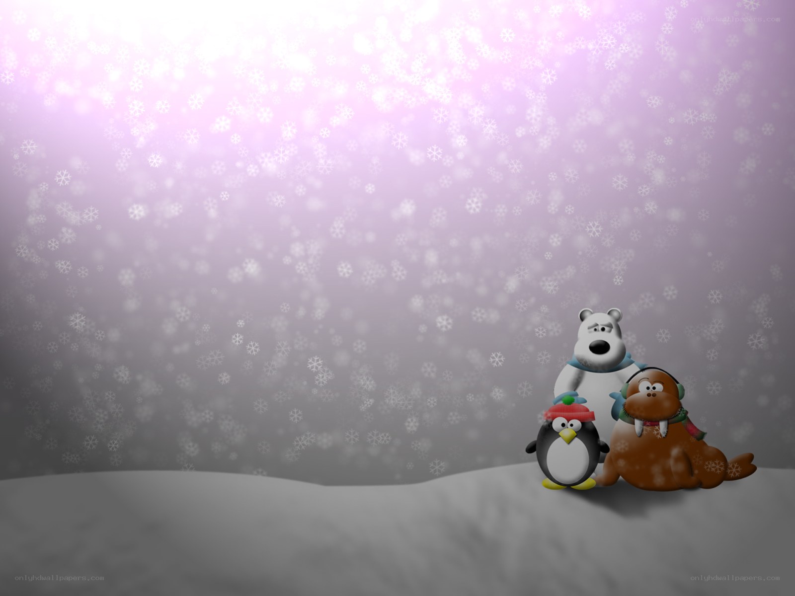polar friends in snow