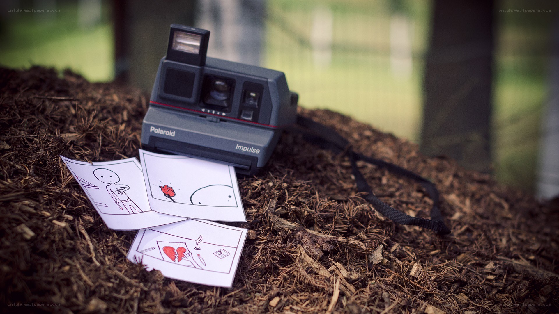 Polaroid camera with drawings