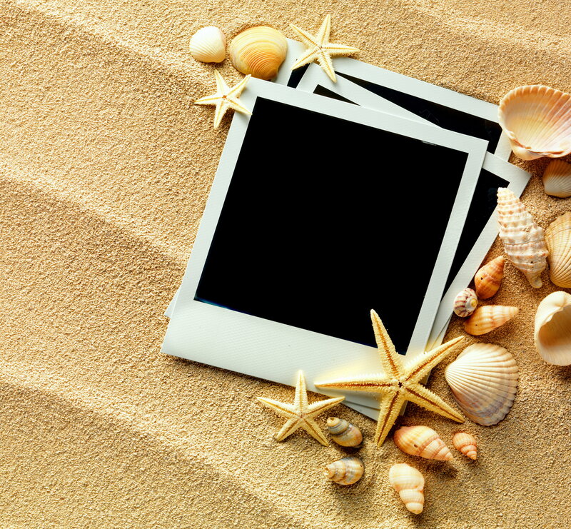 Polaroid Photos on Sand — Beige