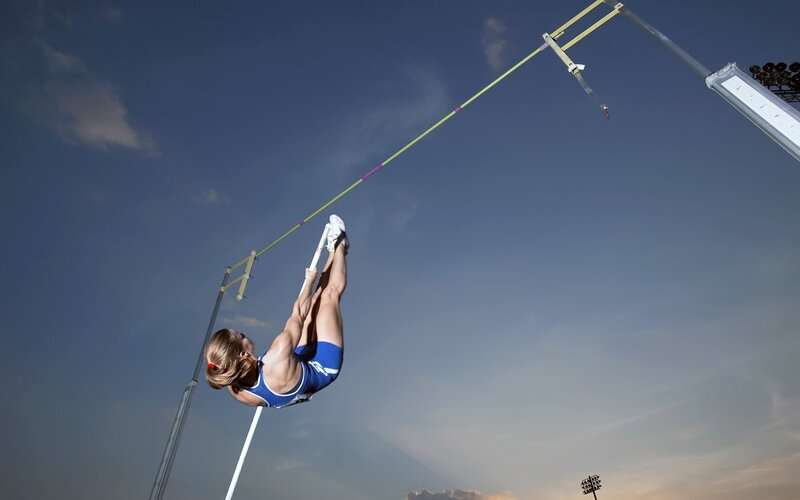 Pole vaulter in action